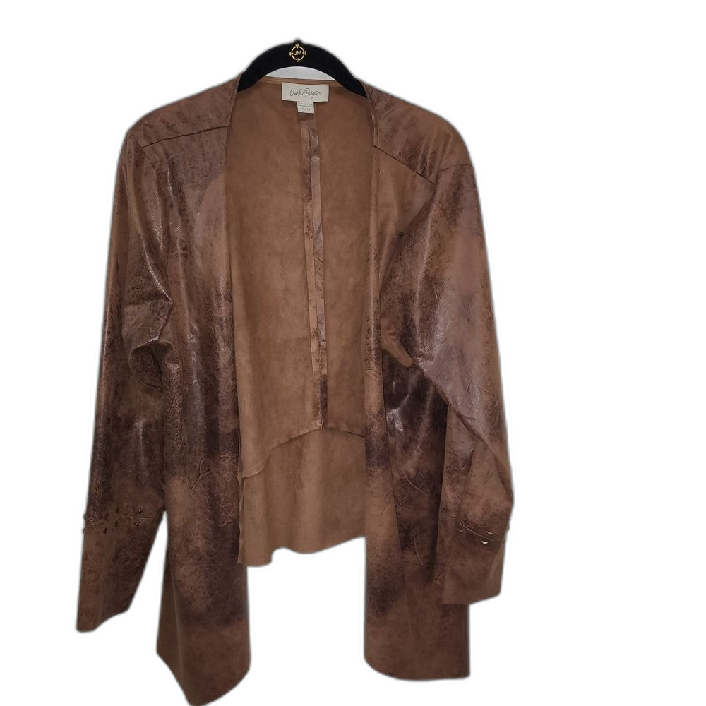 Brown Women's Faux Leather Jacket with Studs